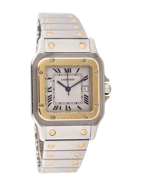 cartier santos medium two tone|cartier santos 100 diamond bezel.